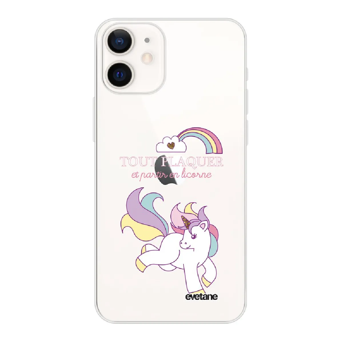 Coque iPhone 12 mini souple transparente Partir En Licorne Motif Ecriture Tendance Evetane