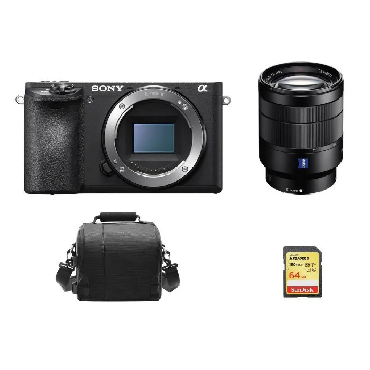 SONY A6500 Black + SEL 24-70MM F4 ZA OSS + 64GB SD card + camera Bag