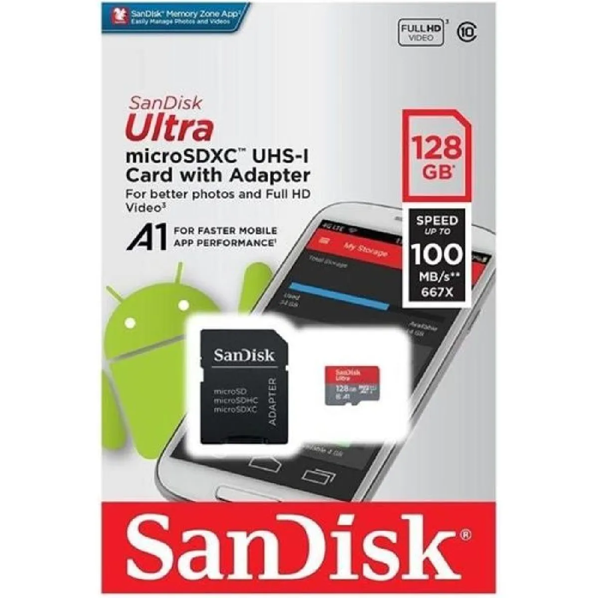 SanDisk 128 Go micro SD SDXC MicroSD TF Classe 10 128 Go 128 Go Mobile Ultra 100 Mo - s