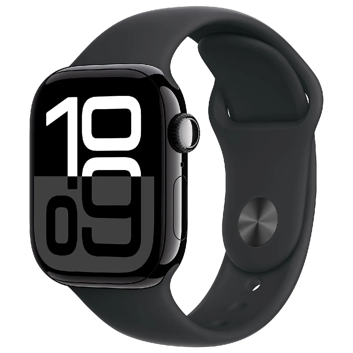 Apple Watch Series 10 GPS 42 mm Aluminium Noir de Jais Bracelet Sport Noir S/M