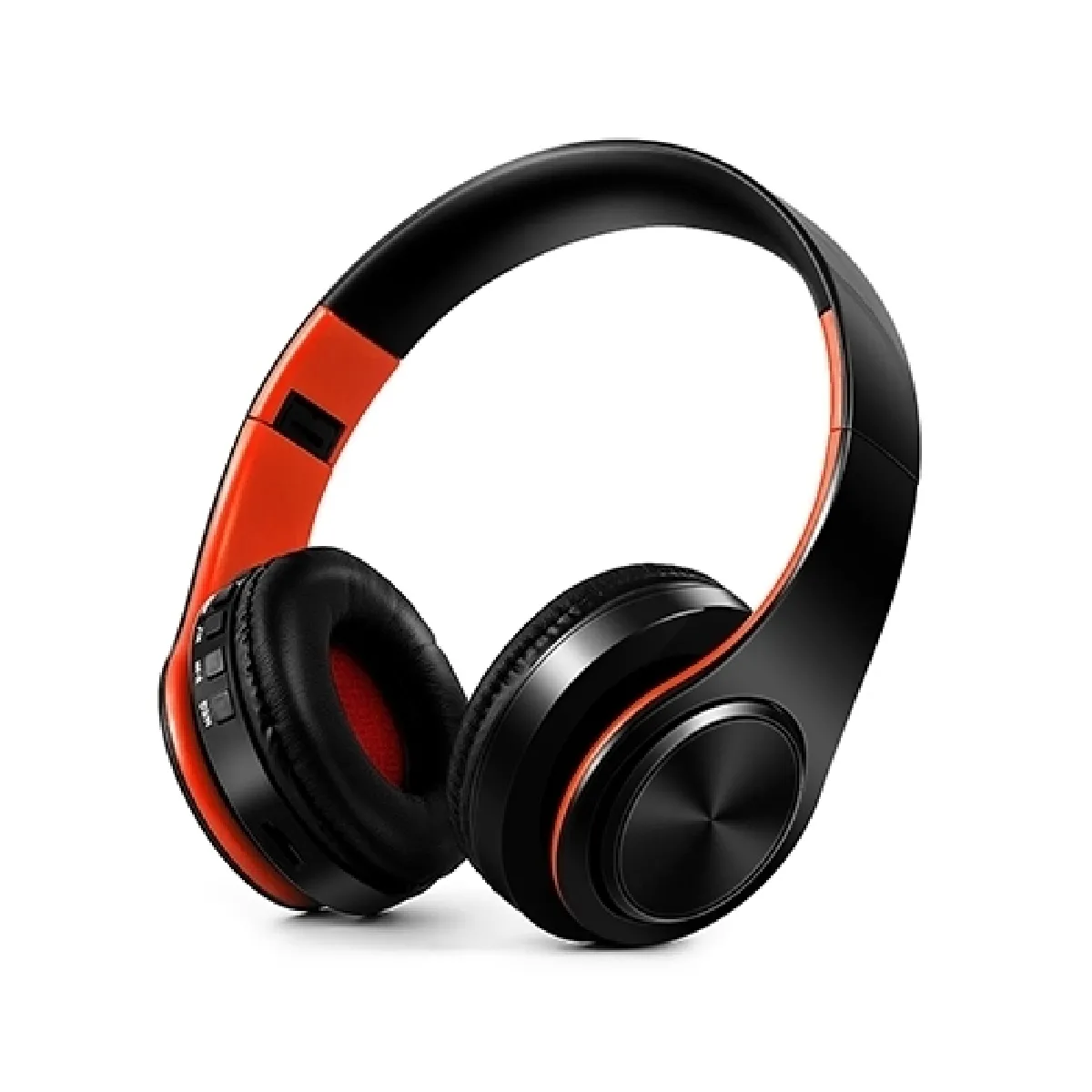 Casque sans fil Bluetooth Écouteur Stéréo Pliable Sport Microphone Mains libres MP3 Lecteur (Noir Orange)