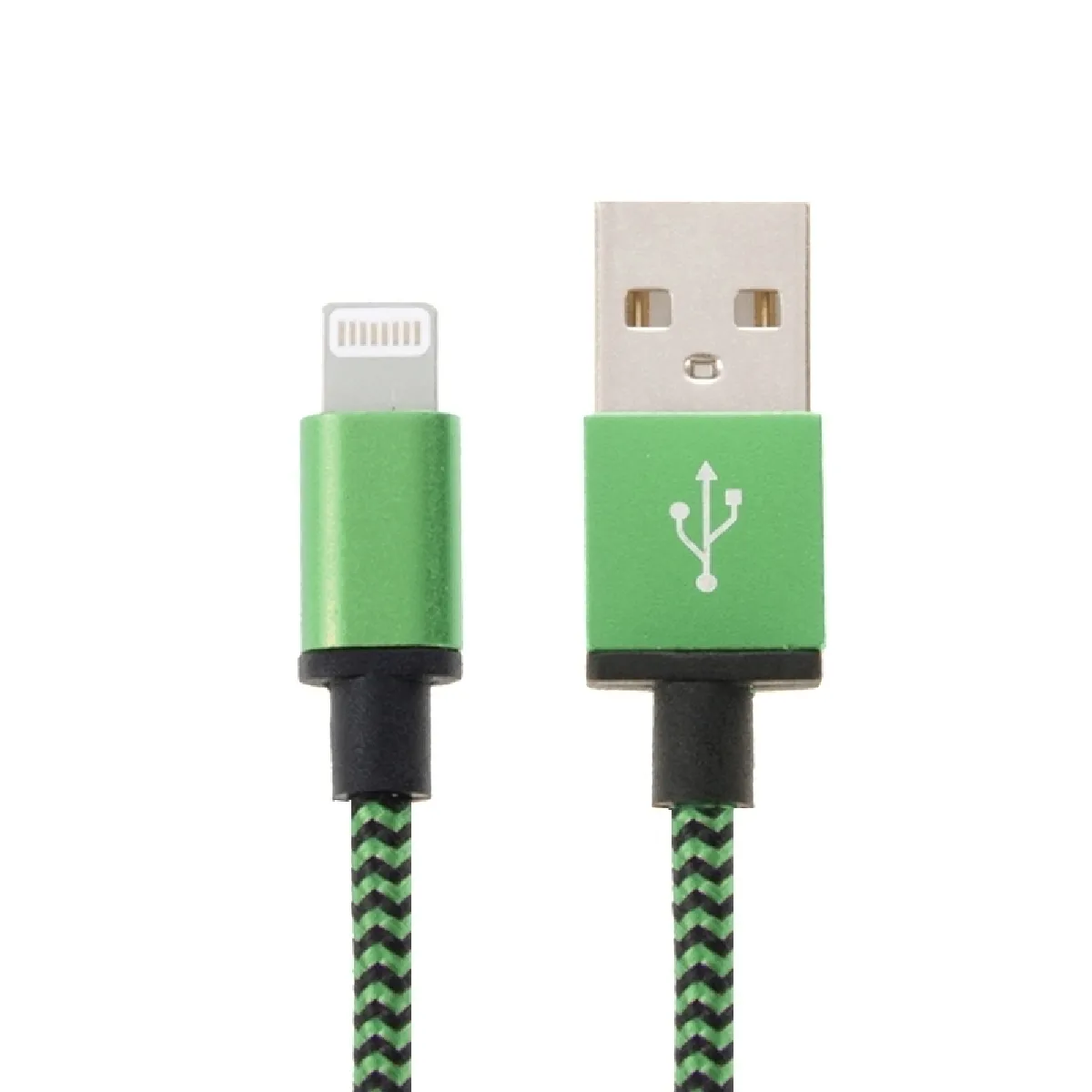 Câble vert pour iPhone 6 & 6 Plus, 5 & 5S & 5C, iPad Air 2 & Air, mini 1/2/3, iPod touch 5 2m tissé style Lightning à USB données de synchronisation / de chargement,