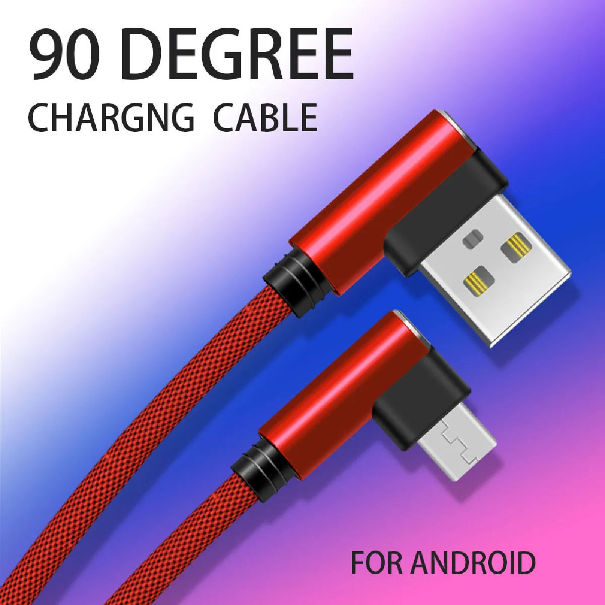 Cable Fast Charge 90 degres Micro USB pour AMAZON Fire HD 8 Smartphone Android Connecteur Recharge Chargeur Universel (ROUGE)