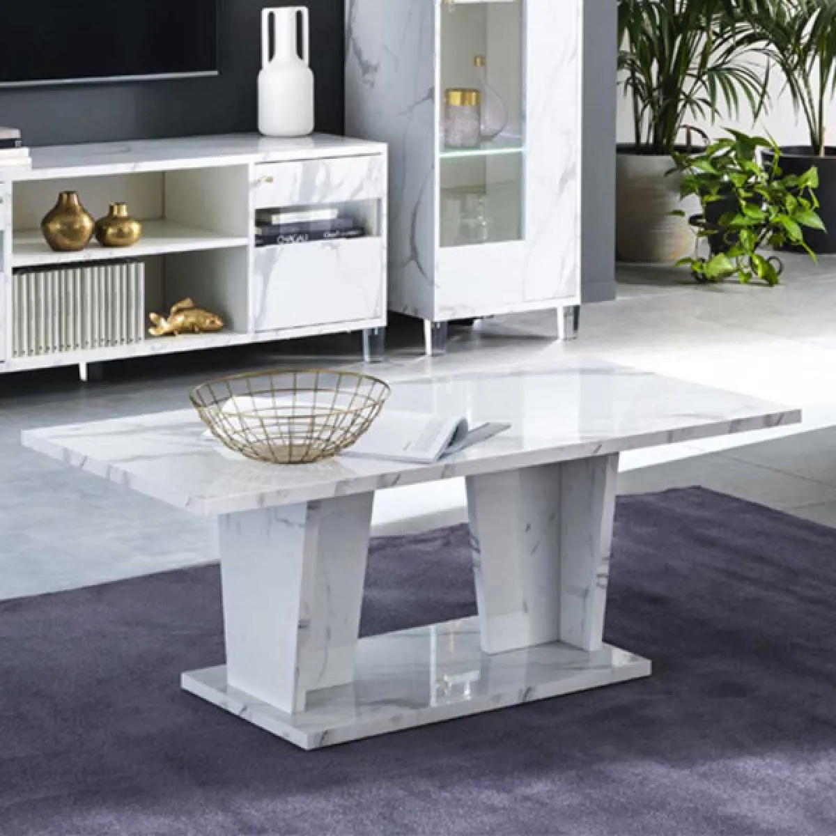 Table basse marbre blanc brillant - CARRARE