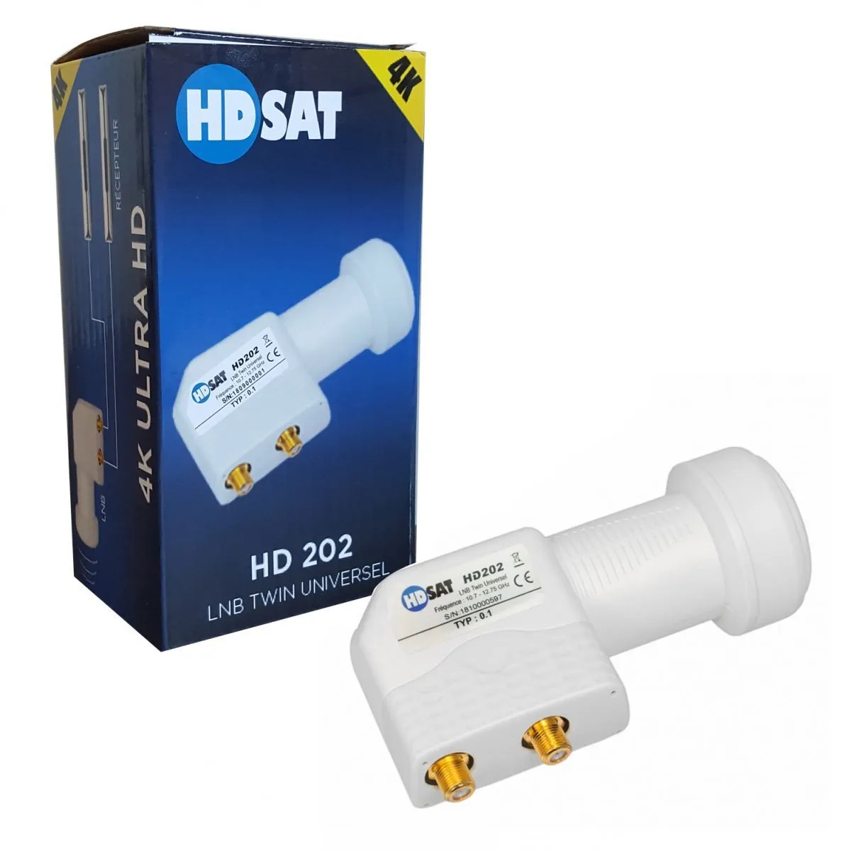 HDSAT HD202 LNB Twin Full HD 4K Tête Parabole 2 sorties 0,1dB