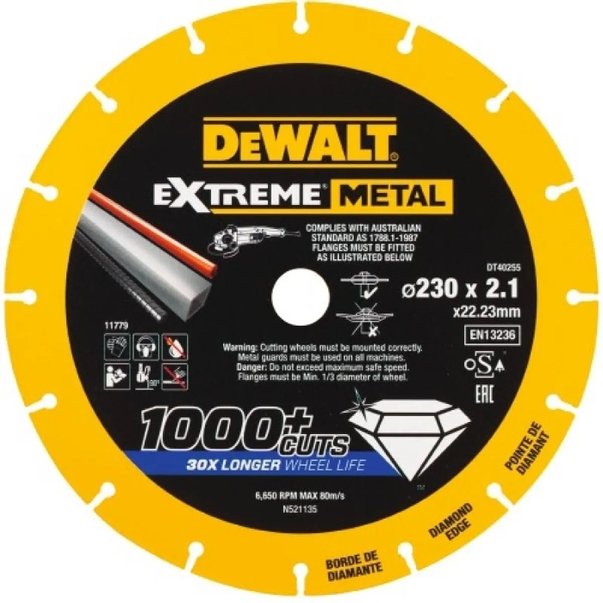 Disque diamant métal Max diamètre 125 mm épaisseur 1,3 mm alésage 22,23 mm