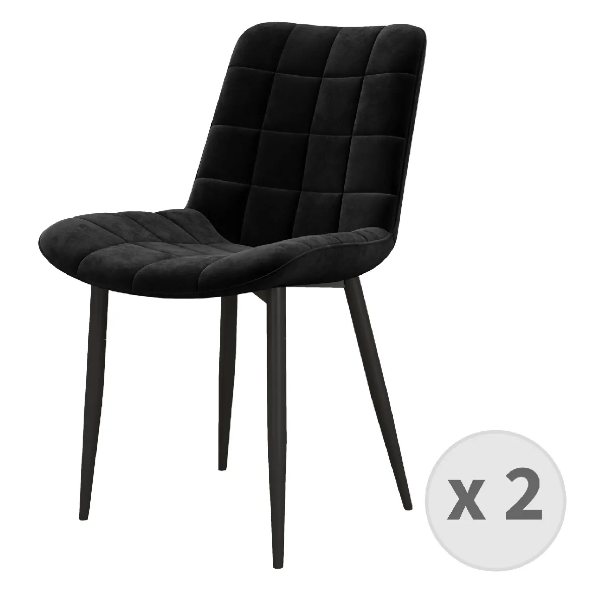 SACHA-Chaise en Velours et métal noir (x2)