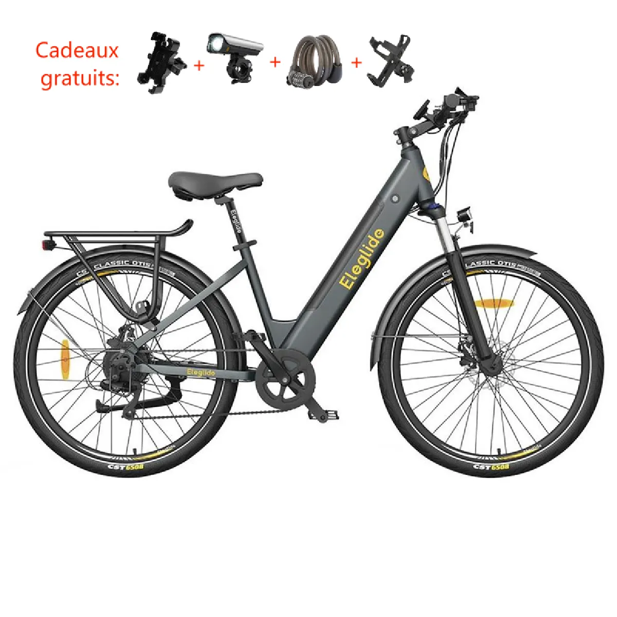 Eleglide T1 STEP-THRU Vélo de trekking électrique Trekking E-Bike 27,5 pouces - Gris