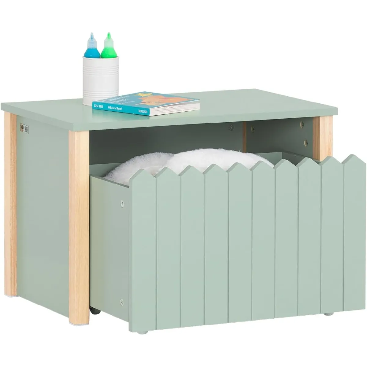 SoBuy KMB96-GR Coffre à Jouet pour Enfants Coffre Enfant Table de Chevet pour Chambre d’Enfant, Meuble de Rangement avec 1 Tiroir à roulettes, 60x35x41 cm, Vert