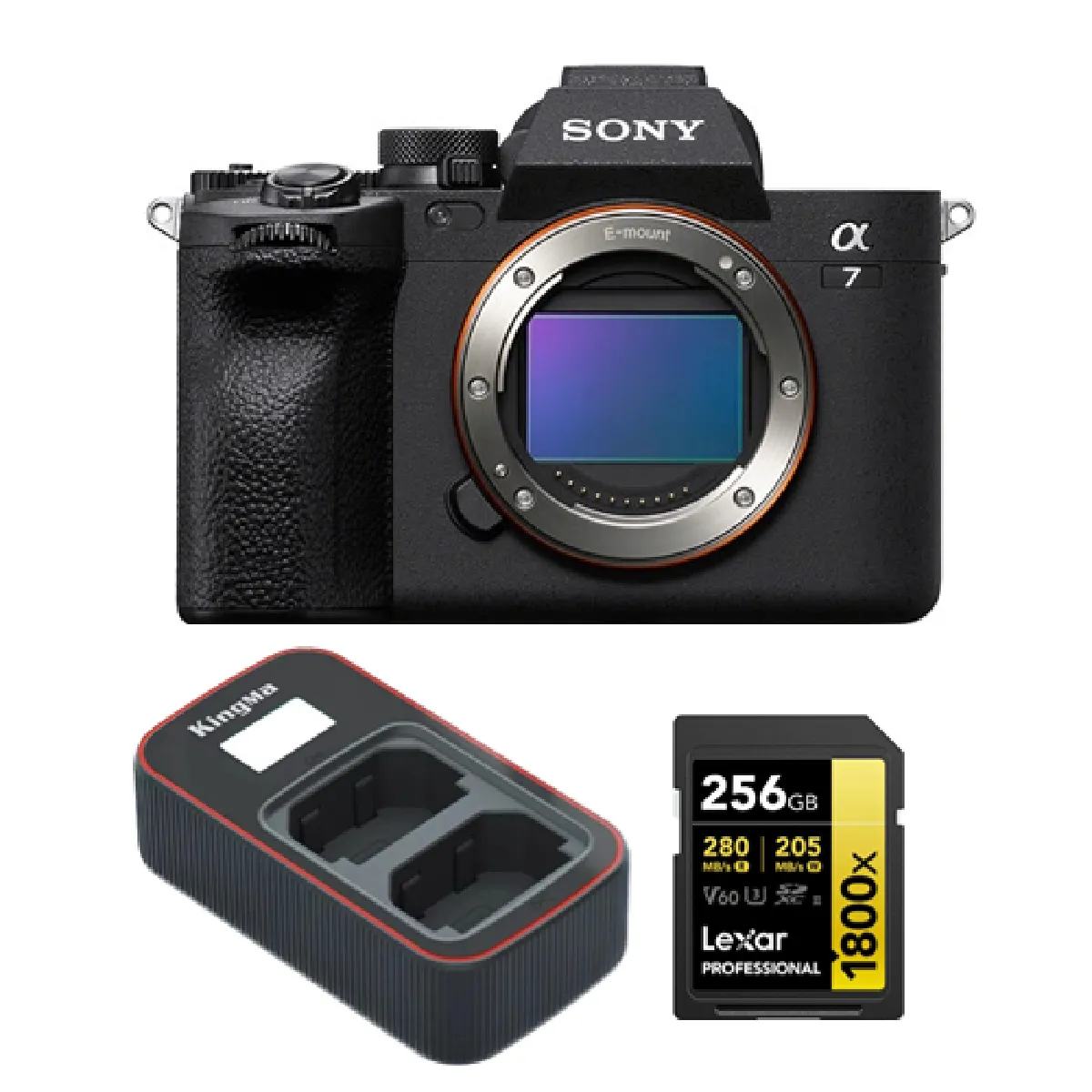 Sony Alpha A7 Mark IV Caméra+Lexar 256GB Professional 1800x UHS-II SDXC Memory Card +Kingma Sony NP-FZ100 LCD Dual USB charger