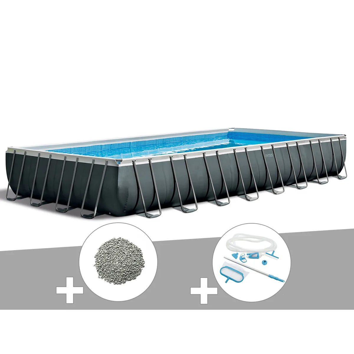 Kit piscine tubulaire Intex Ultra XTR Frame rectangulaire 9,75 x 4,88 x 1,32 m + 20 kg de zéolite + Kit d'entretien