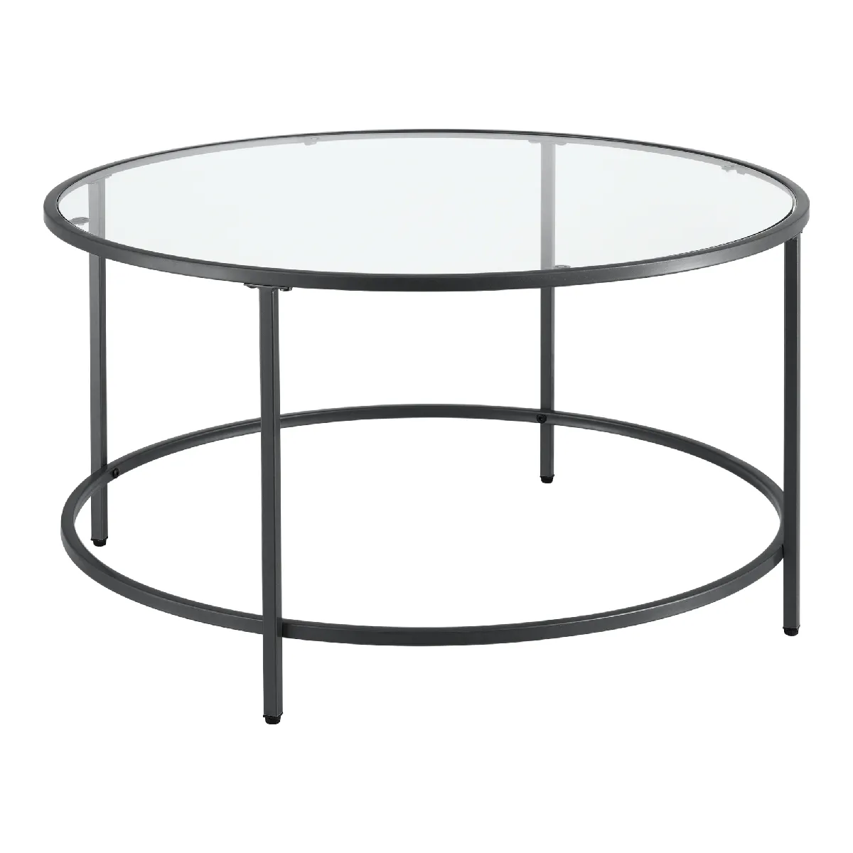 Table Basse Ronde pour Salon Petite Table Stylée Plateau en Verre Pieds en Acier 84 x 45,5 cm Noir [en.casa]