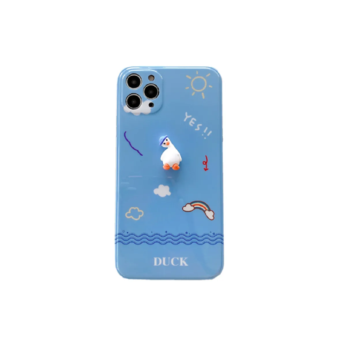 Trois dimensions d'inclinaison de canard couverture Cartoon protection pour iPhone 12 Pro Max 6,7 pouces