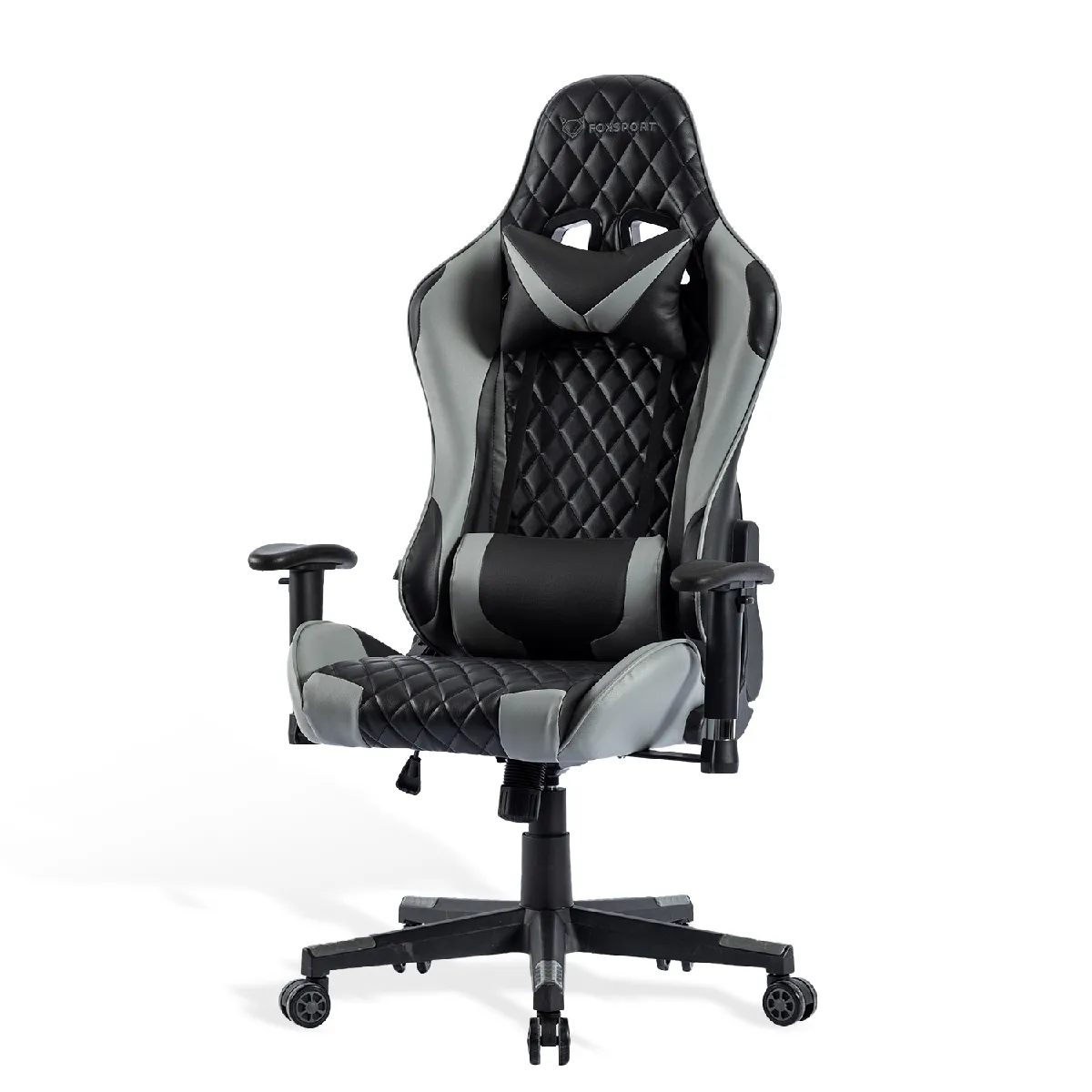 Chaise gaming pivotant,fauteuil gamer,siège de bureau réglable avec accoudoir 2D, chaise de bureau réglable avec support lombaire réglable, gris