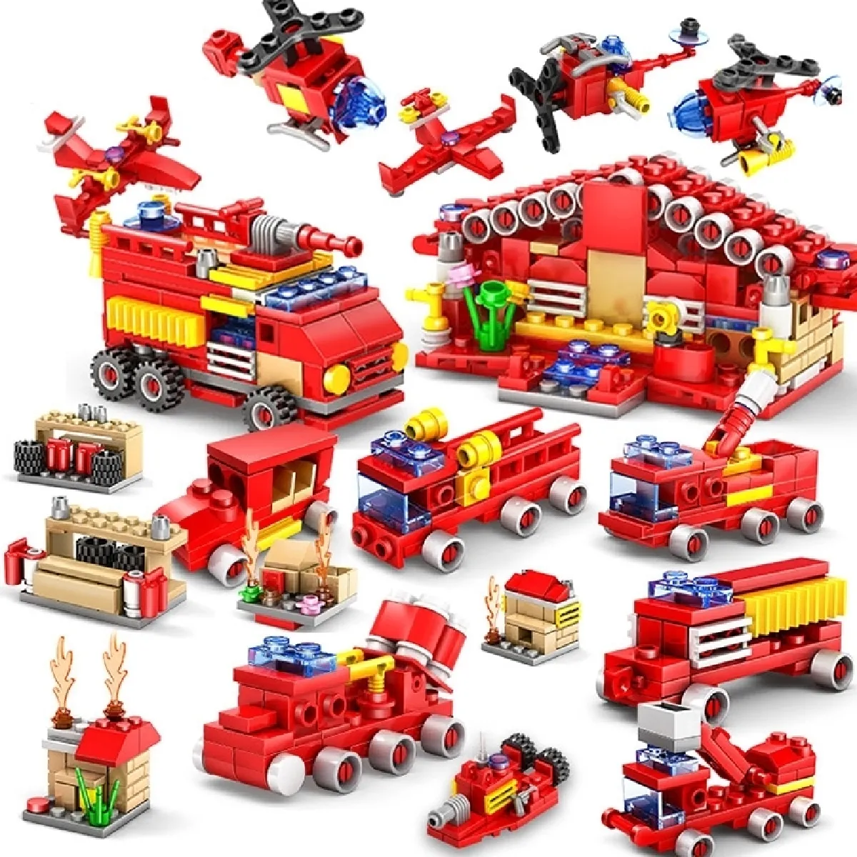 Jeu construction DIY 16 en 1 ensembles de blocs de de caserne de pompiers Compatible City Firefighter Éducatifs Briques de jouets, tranche d'âge: 6 ans ci-dessus