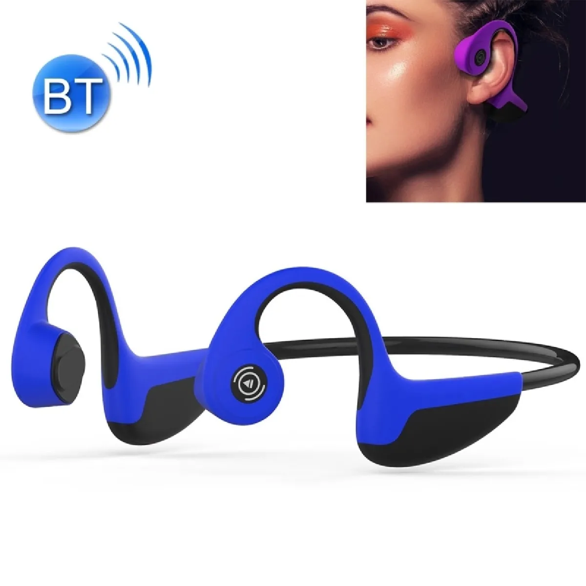 Oreillette Bluetooth Casque stéréo Z8 de conduction osseuse V5.0 avec au dessus de l'oreille, pour iPhone, Samsung, Huawei, Xiaomi, HTC & autres téléphones intelligents bleu