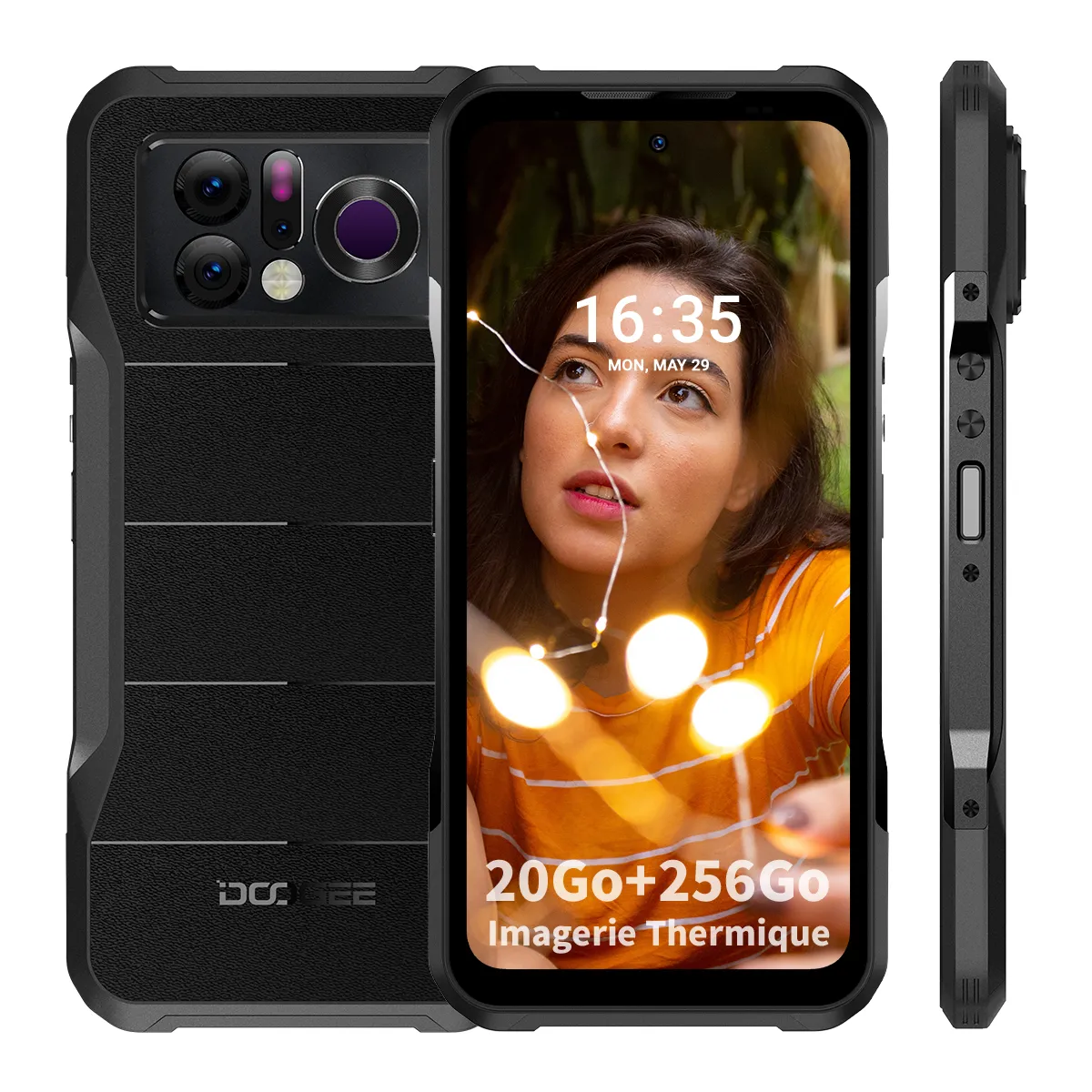 Smartphone DOOGEE V20 PRO imagerie thermique Android 12 12Go+256Go 6.43" écran 5G téléphone portable 6000mAh batterie 33W charge rapide-Noir