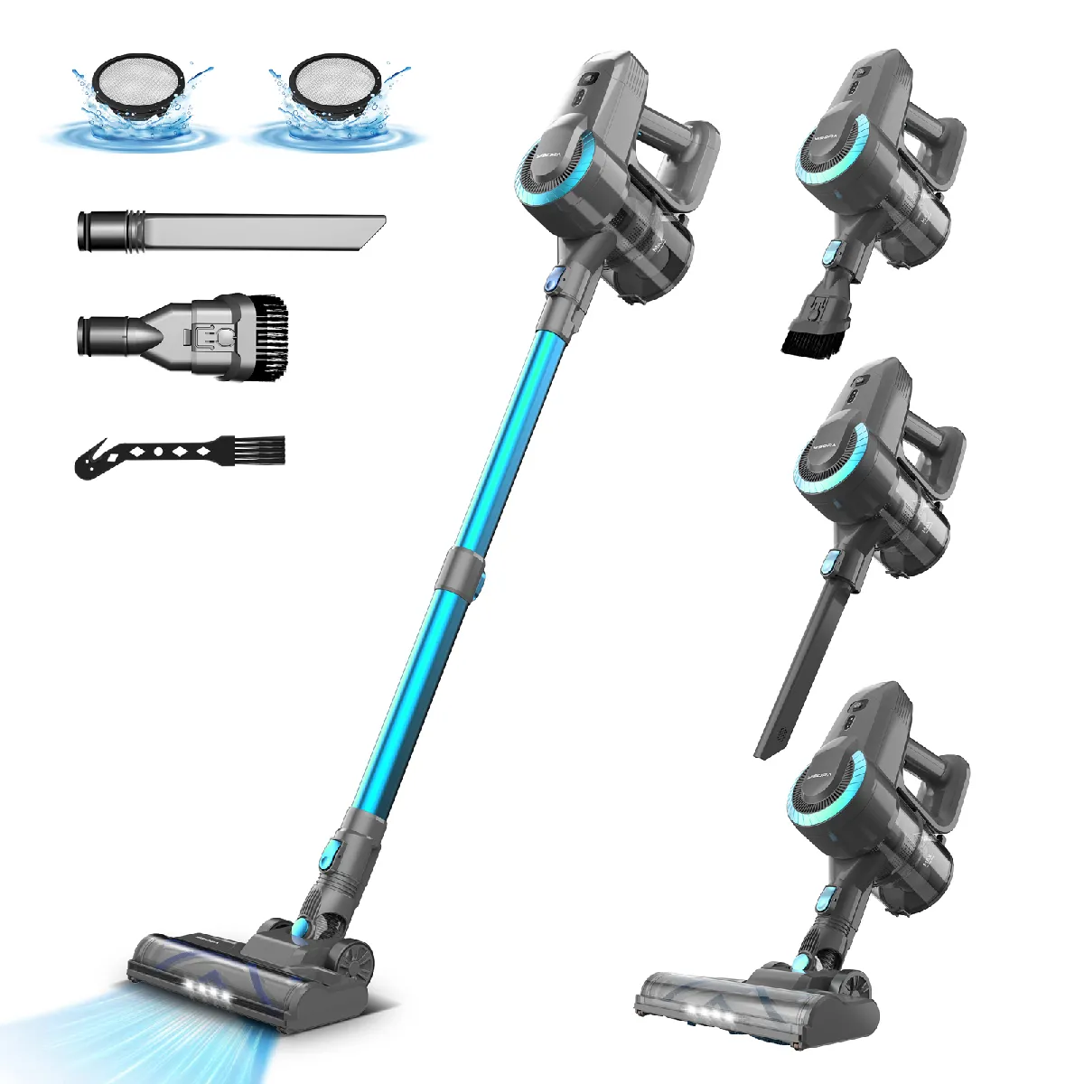 Aspirateur Balai sans Fil 20KPa, Aspirateur sans fil Léger, 40Min Autonomie, 6 en 1 Aspirateur Balai pour Les Poils d'animaux,Tapis