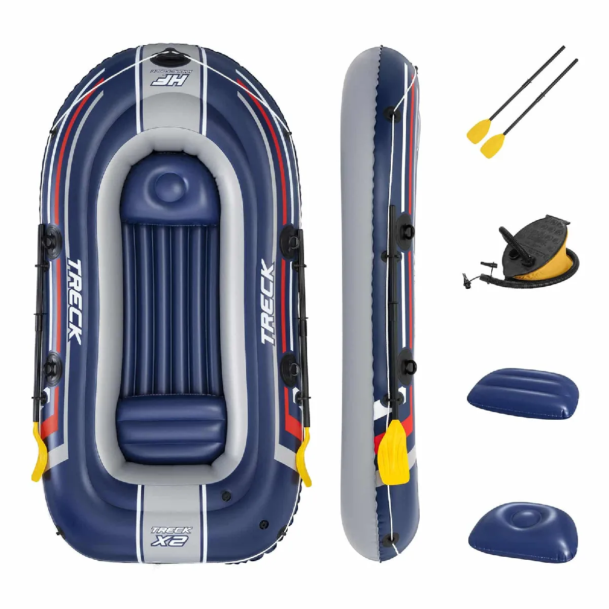 Bateau Gonflable Bestway Hydro-Force Trek X2 255x127 cm 2 Personnes Pagaie et Pompe