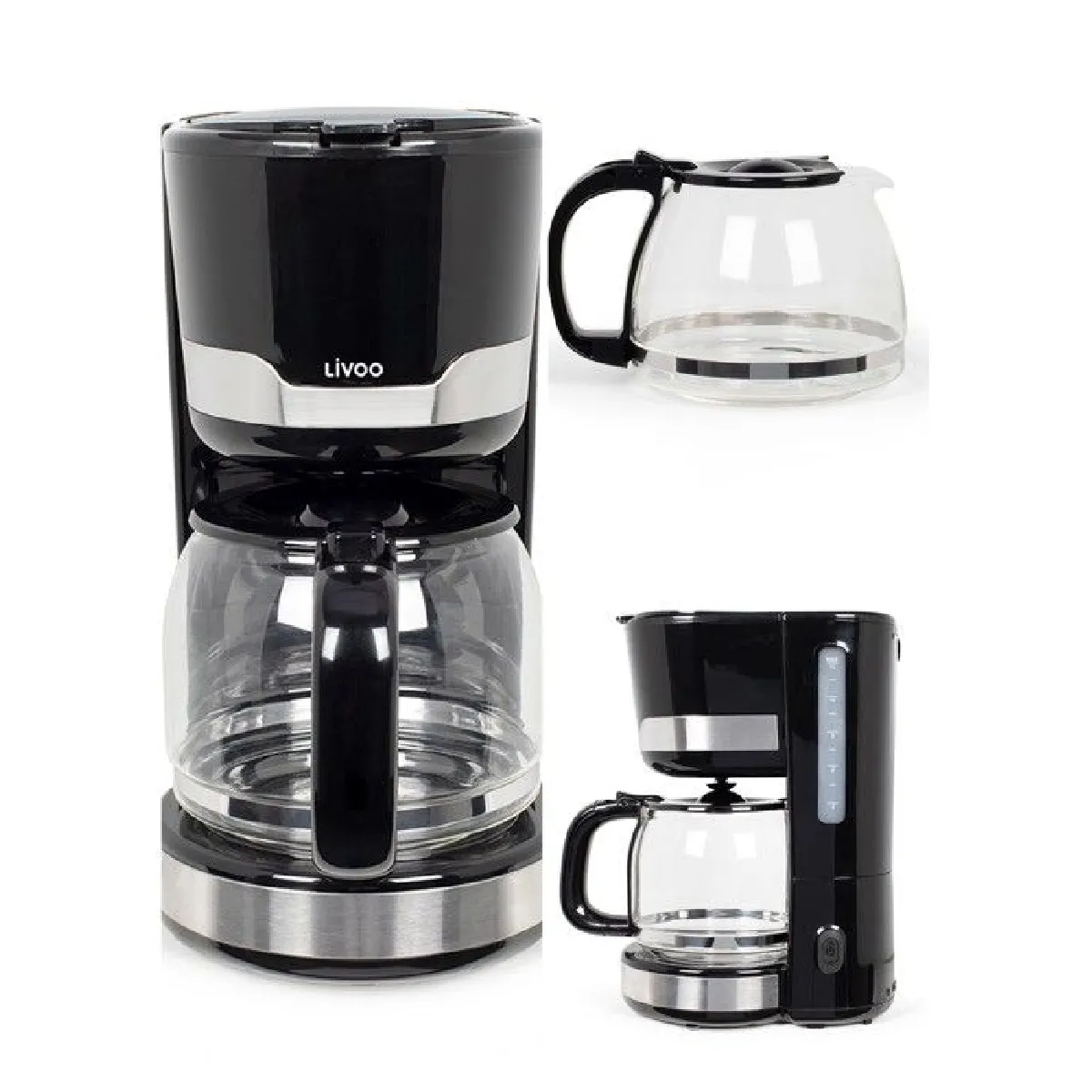 Cafetière Electrique 1000W 15 tasses-Classique inox NOIRE haute qualité