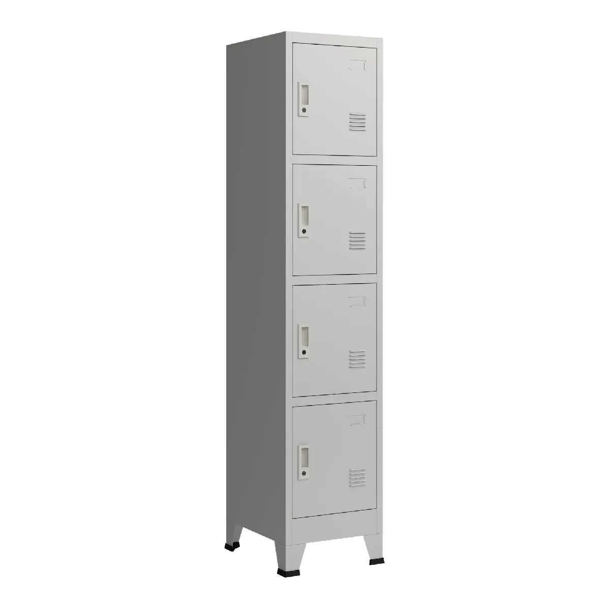 Casier de bureau armoire meuble de rangement pour bureau atelier chambre acier métallique avec 4 portes acier laqué 180 x 38 x 45 cm gris 03_0006348