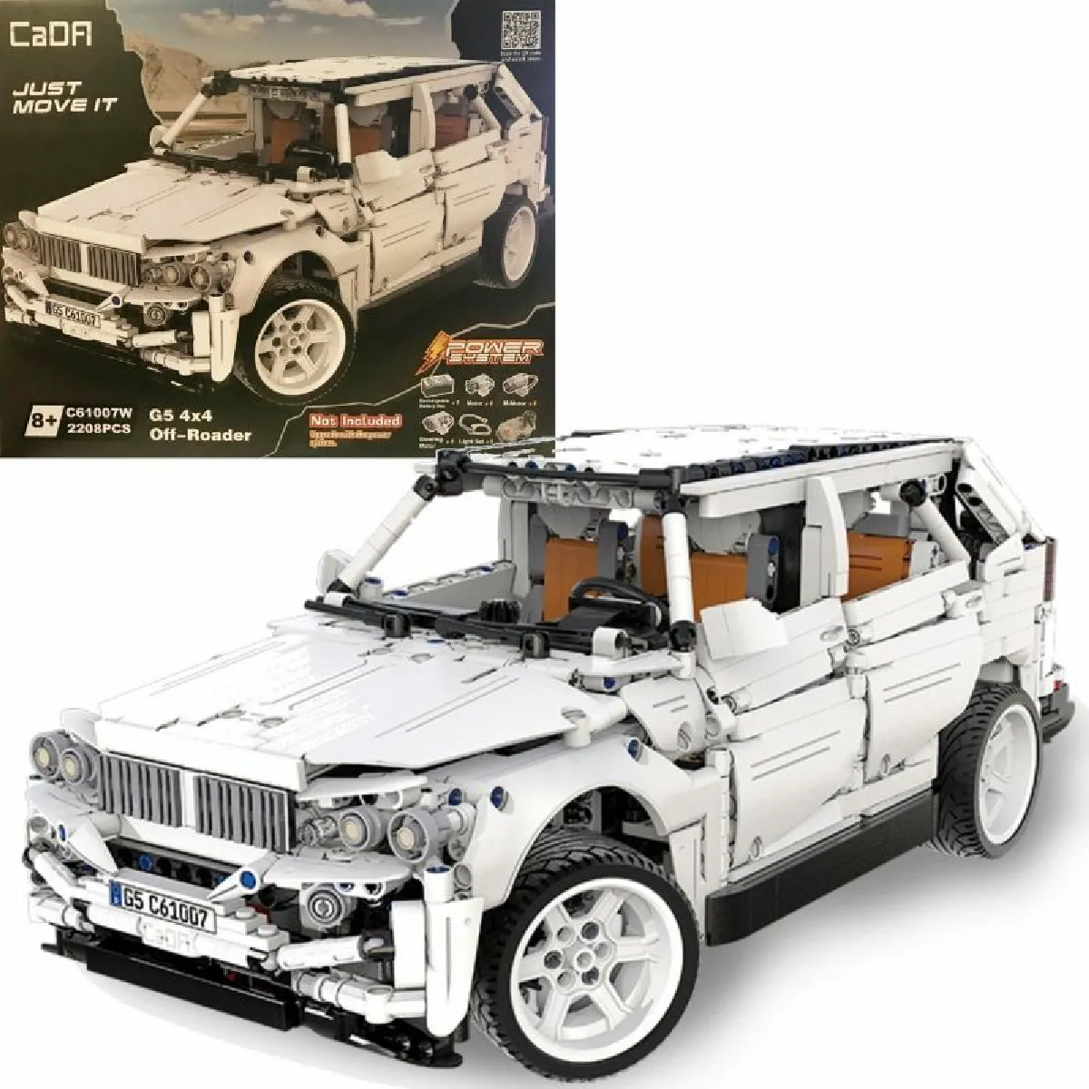 CaDA 4x4 SUV Tout-Terrain G5 avec châssis à Hauteur réglable, 6 cylindres, 2 208 pièces (Compatible avec Lego Technic), C61007W