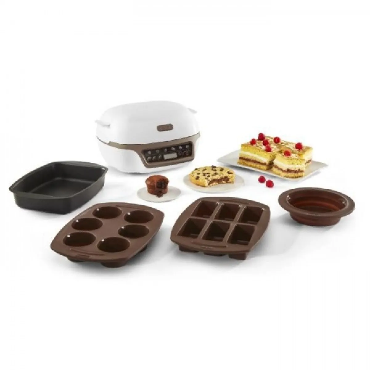 Multicuiseur - Robot Cuiseur TEFAL KD802112 Cake Factory Machine a gâteaux intelligente, Appareil a gâteaux, Pâtisserie, Muffins, 4 moules inclus, 5 progr