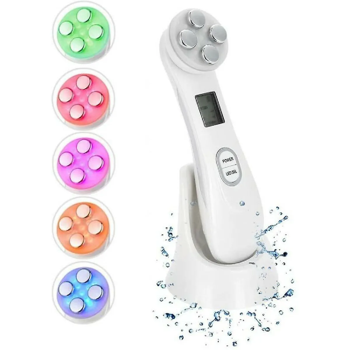 Appareil Anti Rides Visage, Appareil à Ultrason Visage, Appareil Massage Soin Visage Beauté Ultrasonique LED Lumière Appareil de Beauté Mésothérapie ION Photon Soins de la Peau