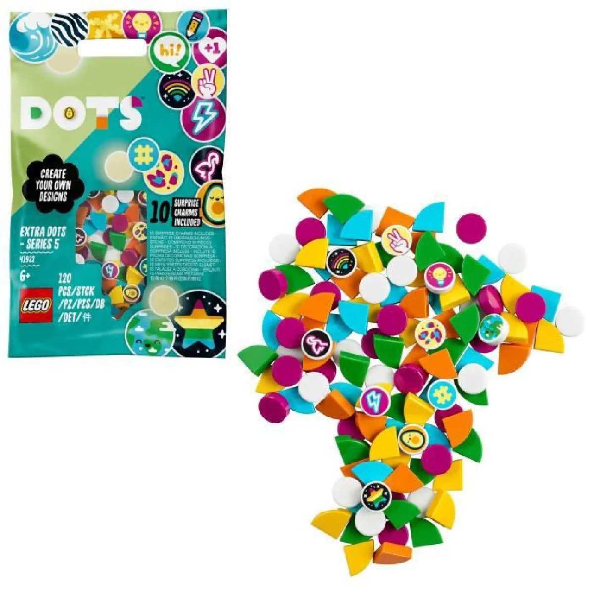 LEGO 41932 DOTS Tuiles de décoration DOTS - Série 5, Loisirs Créatifs Décoration de Chambre Tuiles Activité Manuelle Enfant 6 ans