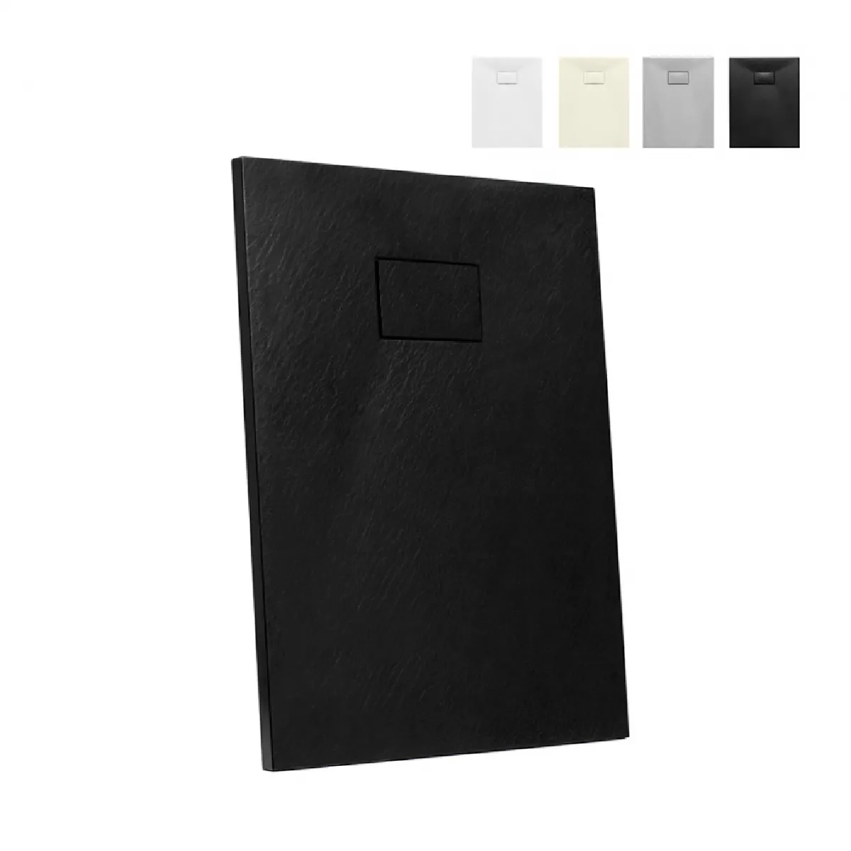 Receveur de douche rectangulaire à l'italienne 100x80 Stone, Couleur: Noir