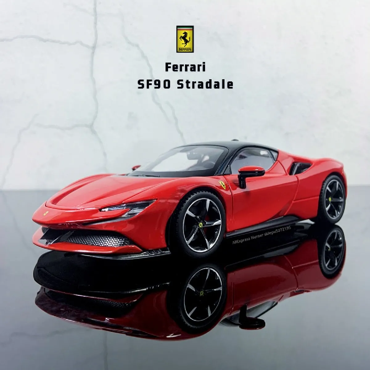 1: 24 Architecture Ferrari SF90 Modèle de voiture en alliage moulé sous pression Collection Cadeau Jouet Autorisation d'origine - Voiture jouet moulée sous pression (rouge)