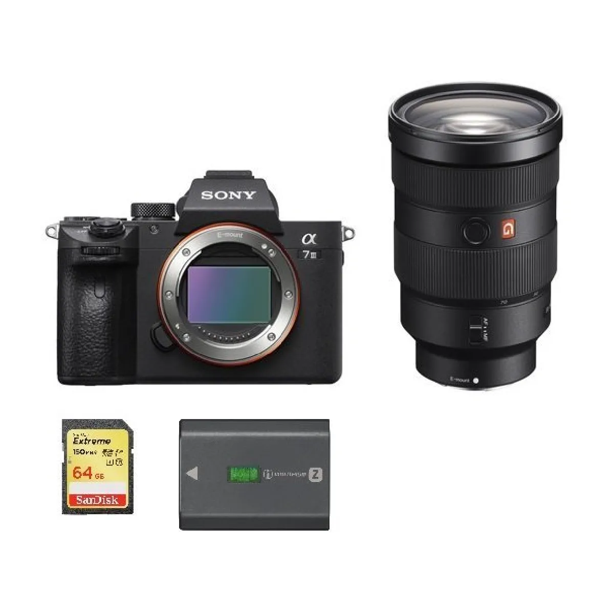 SONY A7 III + SEL 24-70MM F2.8 GM + 64GB SD card + SONY NP-FZ100 Battery