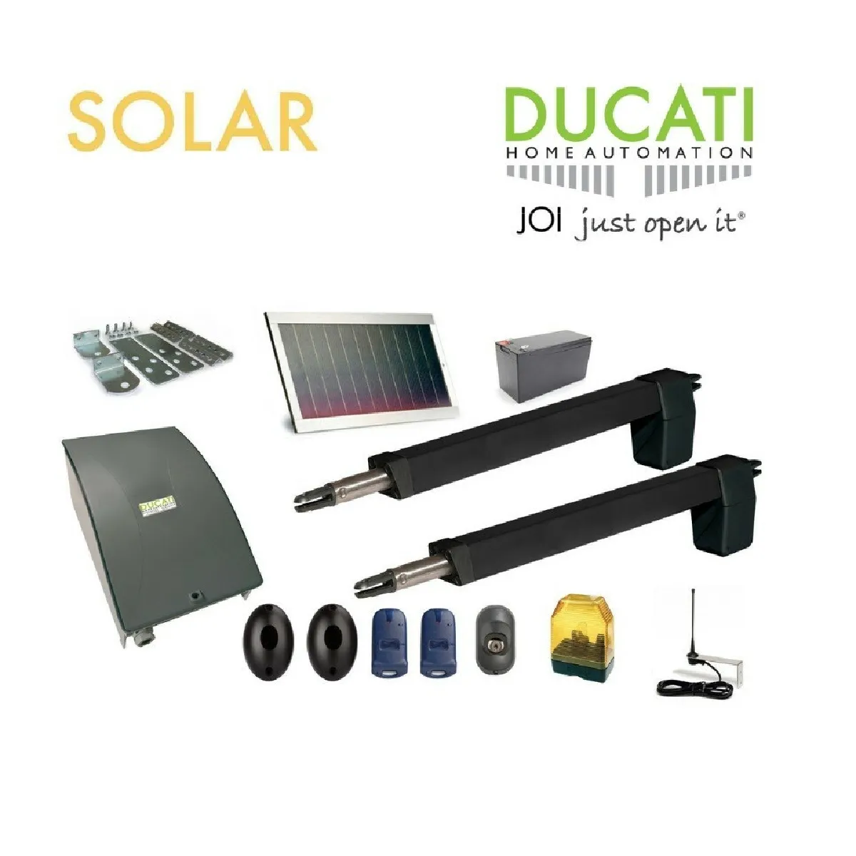 HC812-400 SOLAIRE Automatisme Kit Motorisation - DUCATI HOME-AUTOMATION - Automatisme de Portail - LONGUEUR DE COURSE 400MM - 2 vantaux - 350kg