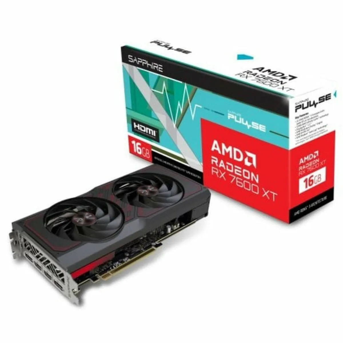 Carte Graphique Sapphire PULSE AMD Radeon RX 7600 XT 16 GB GDDR6