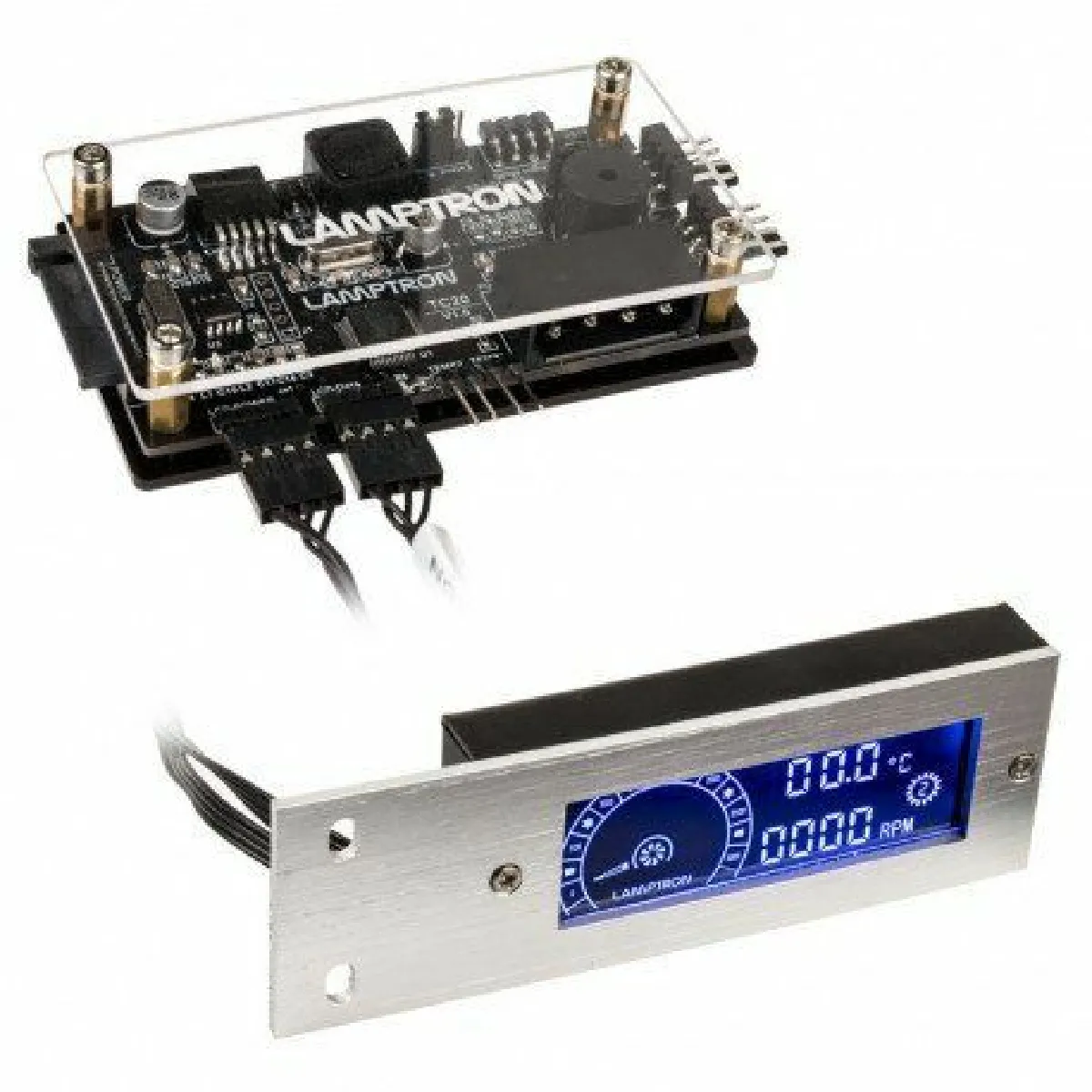 frontalino multifunzione lamptron tc20 pci rgb led controller e ventole