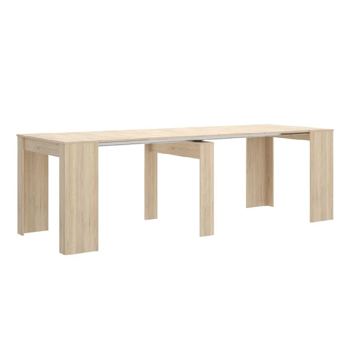 Table console extensible en chêne naturel - Longueur 54-239 x Hauteur 77 x Profondeur 90 cm