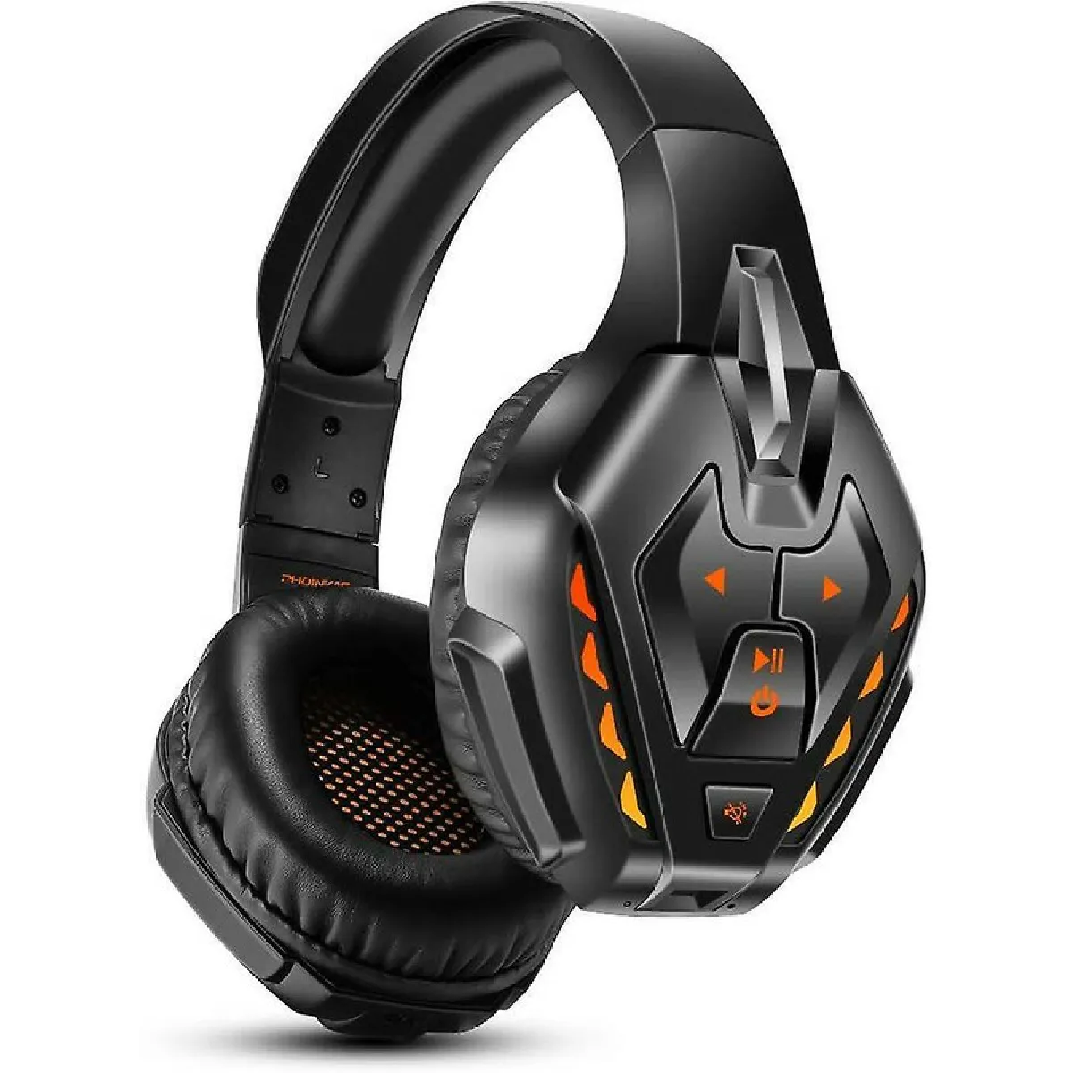 Casque de jeu pour Xbox One, casque sans fil Bluetooth pour la musique, casque de jeu filaire pour PS4, PS5, PC, commutateur Nintendo avec micro antibruit et surround de basses 7.1, lumière LED(Orange)