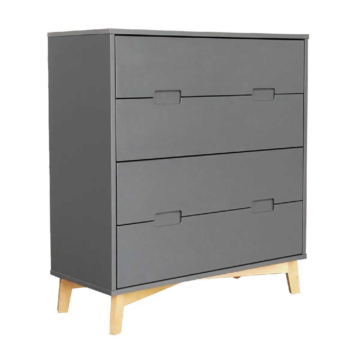 Commode / meuble de rangement de 4 tiroirs coloris Gris anthracite - longueur 80 x profondeur 35 x hauteur 89 cm