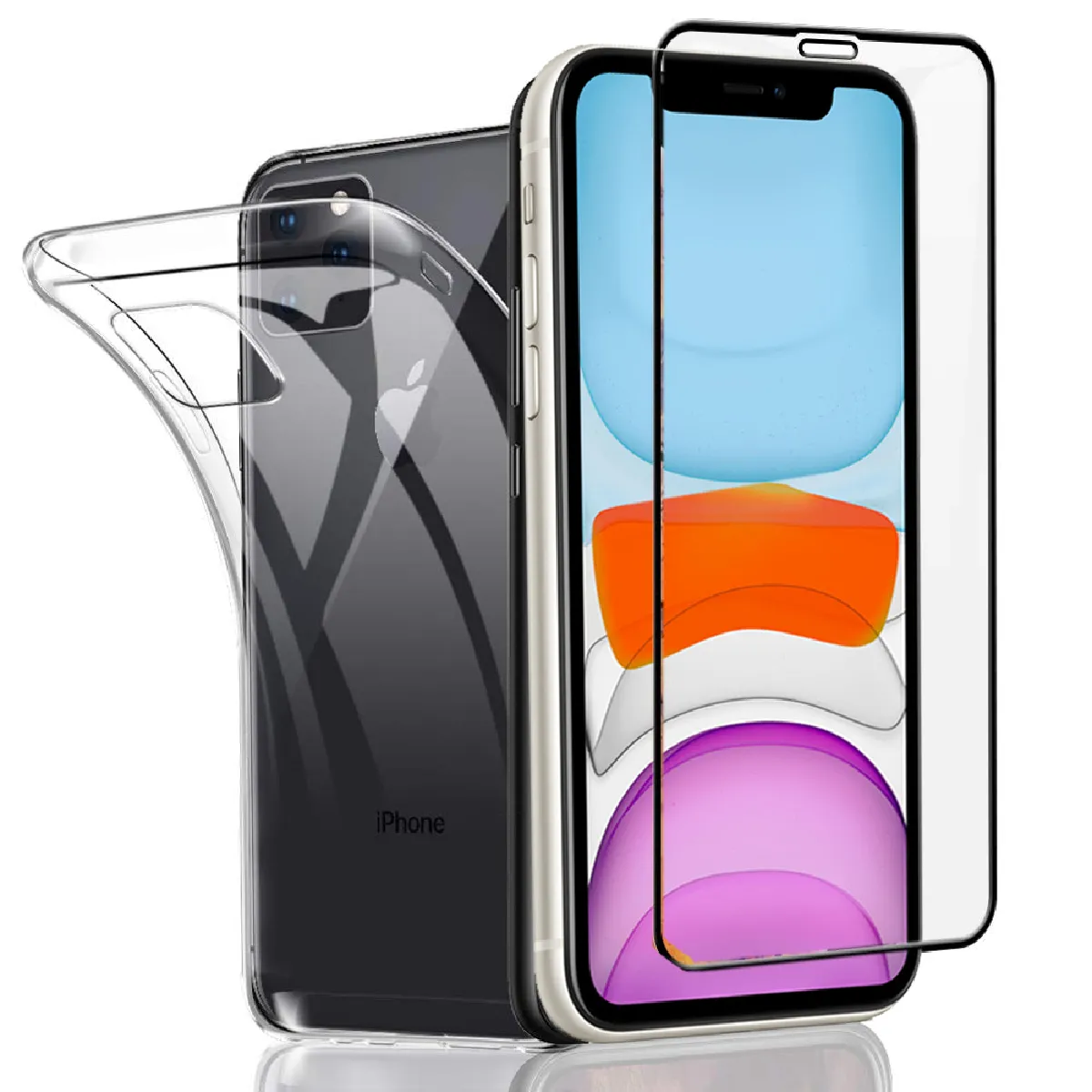 Protection intégrale 360 degres Apple iPhone 11 PRO 5,8 pouces 2019 : Coque Gel de Protection en TPU Invisible arrière Transparente ET Protection écran Full Cover Noir New iPhone 11 PRO 5.8