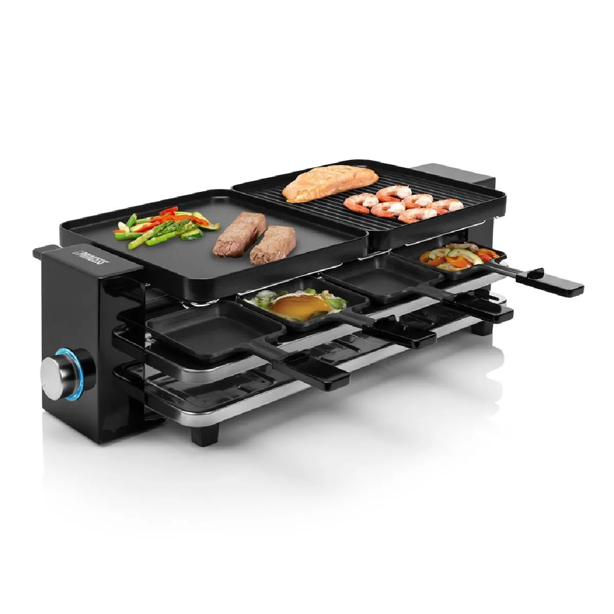 appareil à raclette pour 8 personnes multifonctions 1200W gris noir