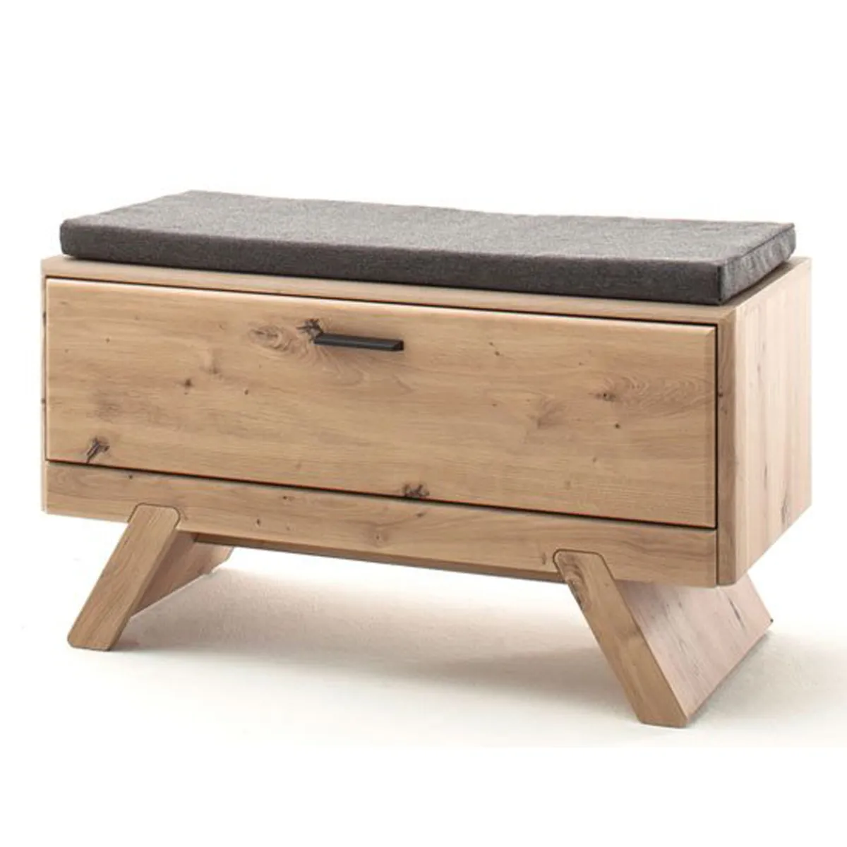 Banc de rangement à chaussures en chêne massif huilé - Longueur 89 x Hauteur 47 x Profondeur 39 cm