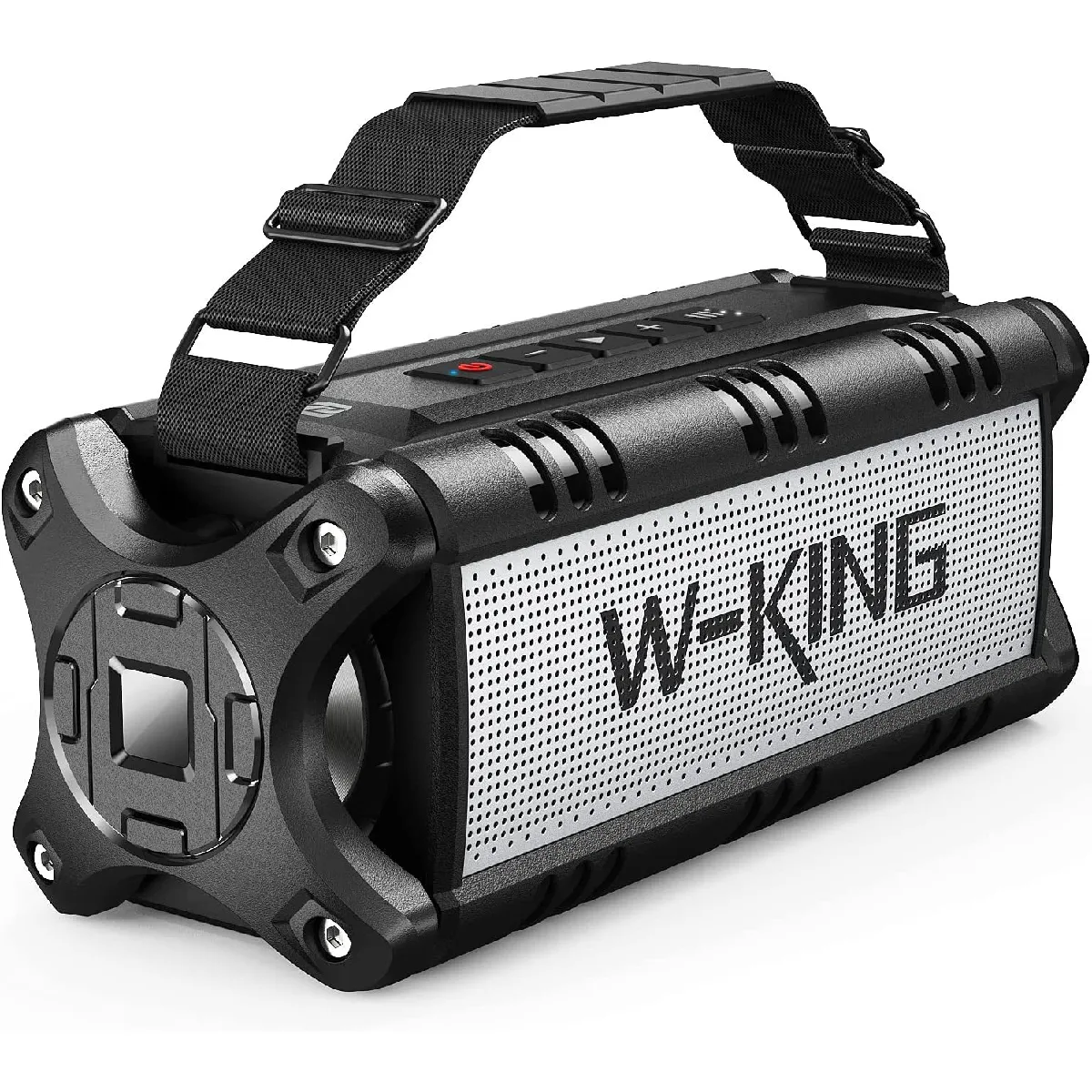 W-KING 50W (70W Peak) haut-parleur Bluetooth IPX6 étanche, 24 heures de fonctionnement, banque d'alimentation 8000mAh, portée de 31 mètres, haut-parleur bluetooth portable jukebox carte NFC TF(Noir)