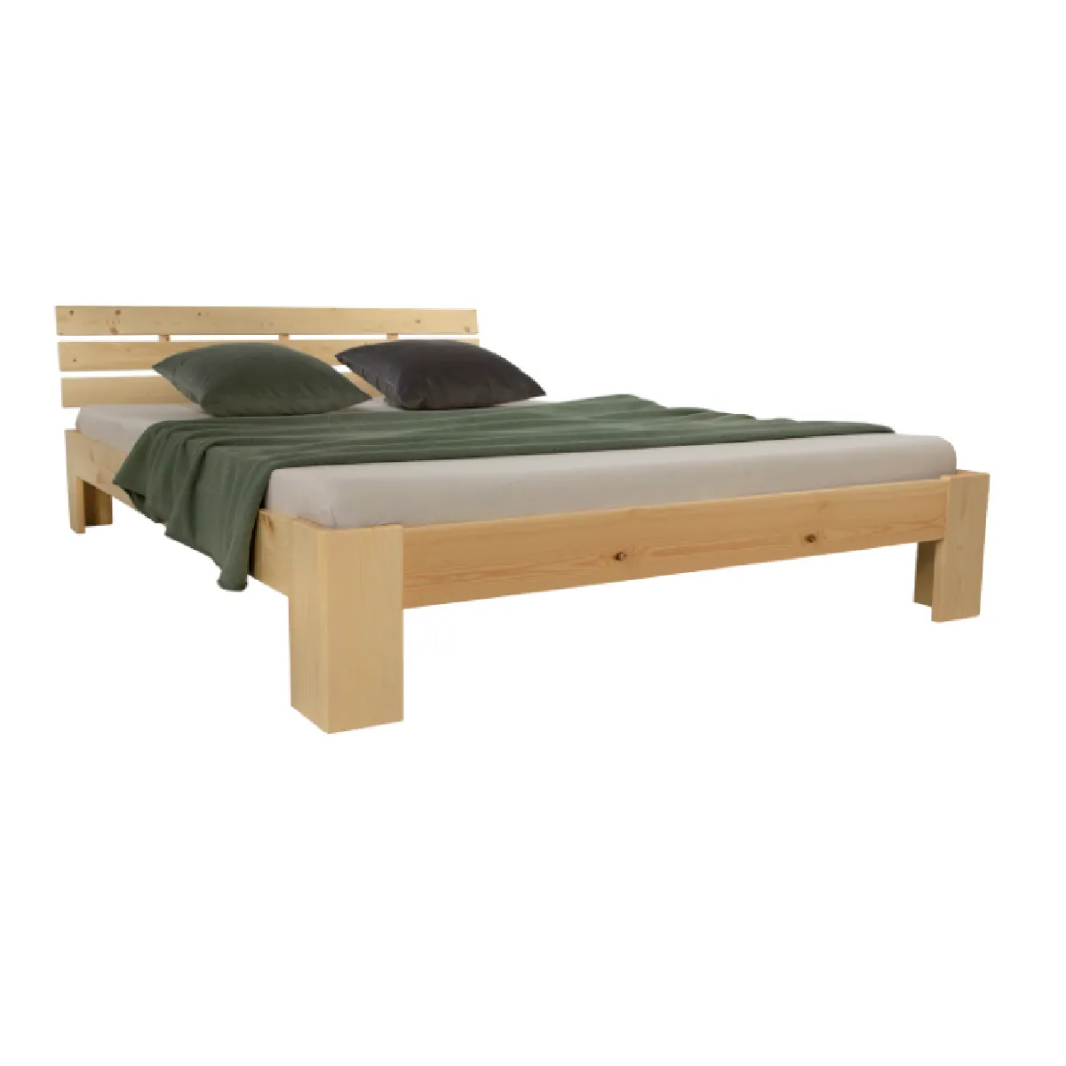 Lit double en bois futon 140x200 bois naturel