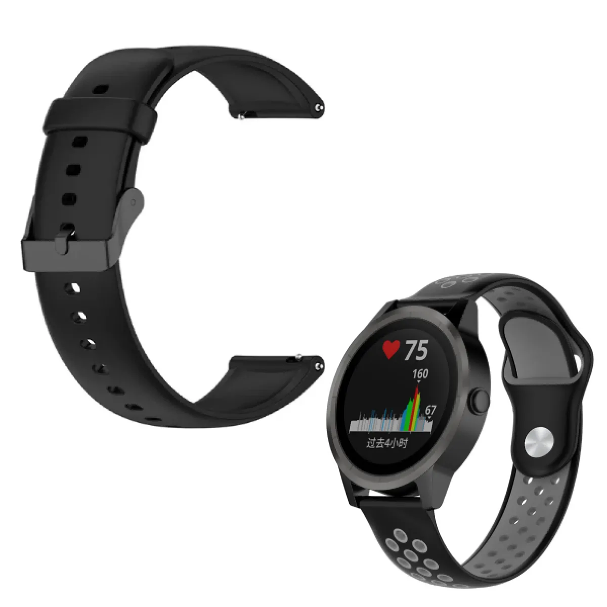 Kit Bracelet En Silicone Lisse Avec Boucle + SportyStyle Phonecare Pour Samsung Galaxy Watch6 Classic Bluetooth - 47mm - Noir / Noir Gris