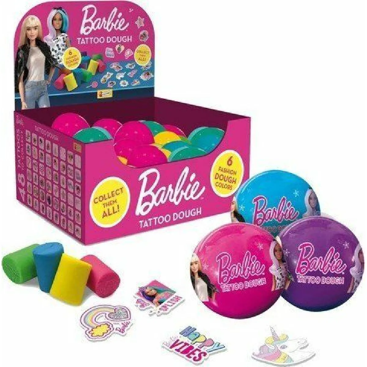 Lisciani Barbie Tattoo Dough-100 g de pâte à Modeler avec Un Tatouage pour Les Filles à partir de 3 Ans, 86450, Multicolore