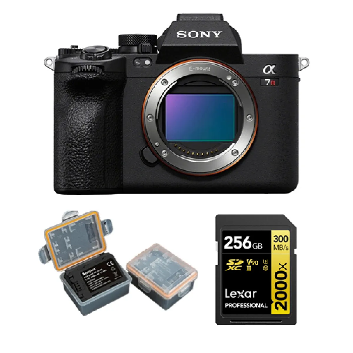 Sony Alpha A7R V Caméra+Lexar 256GB Professional 2000x UHS-II SDXC Memory Card + Kingma 2000mAh Battery (Sony NP-FZ100)