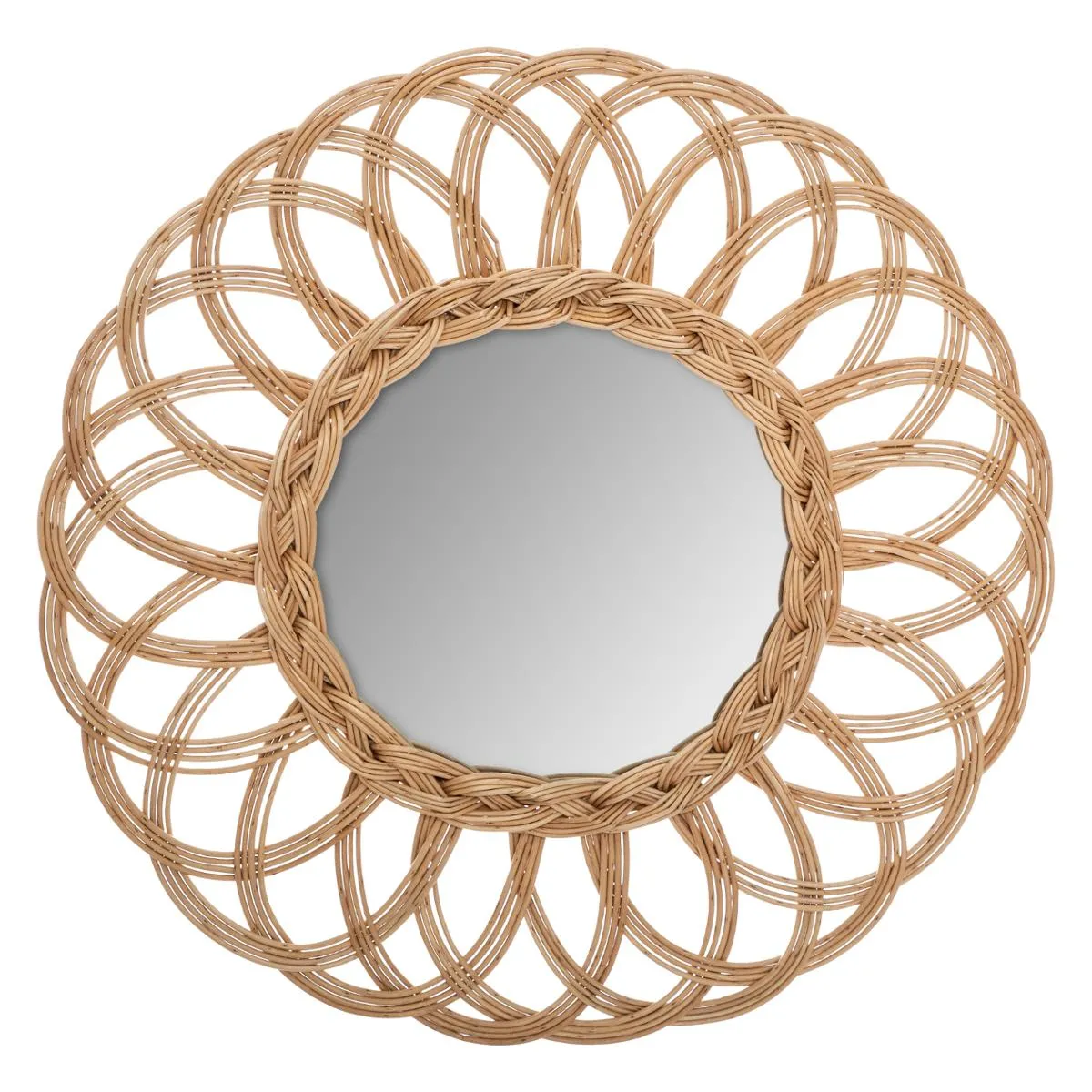 Miroir Rotin Fleur Multi