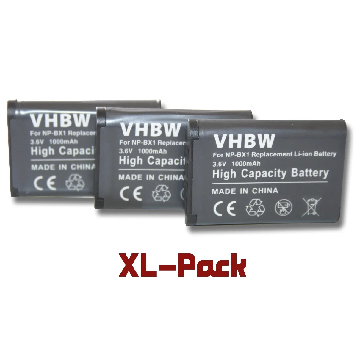 3 x vhbw batterie Set 1000mAh pour caméra Sony Cybershot DSC-HX90, DSC-HX90v, DSC-WX500 comme NP-BX1