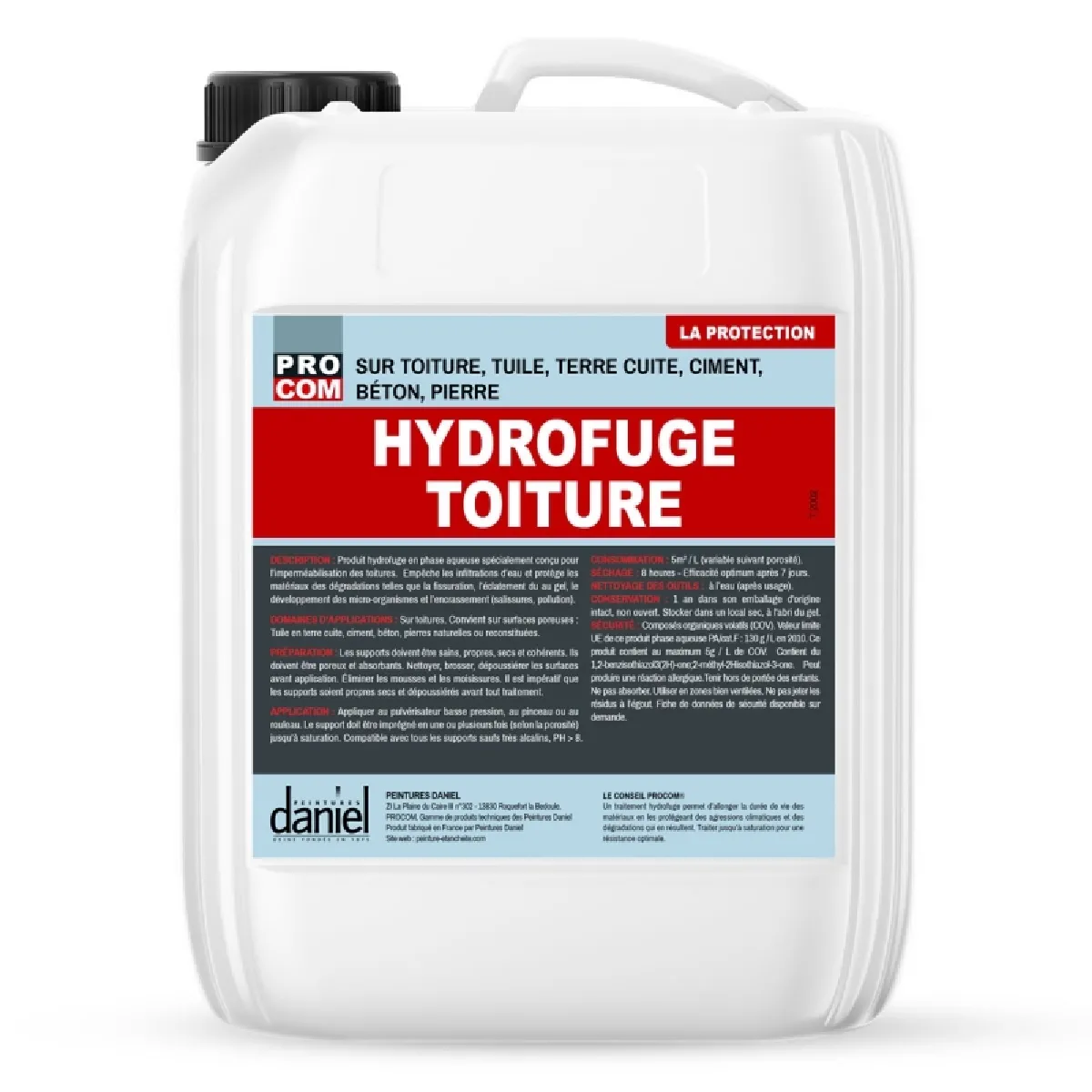 Hydrofuge toiture incolore, imperméabilisant toiture tuile, terre cuite, béton, ciment, pierre Defender - PROCOM-20 litres-Incolore