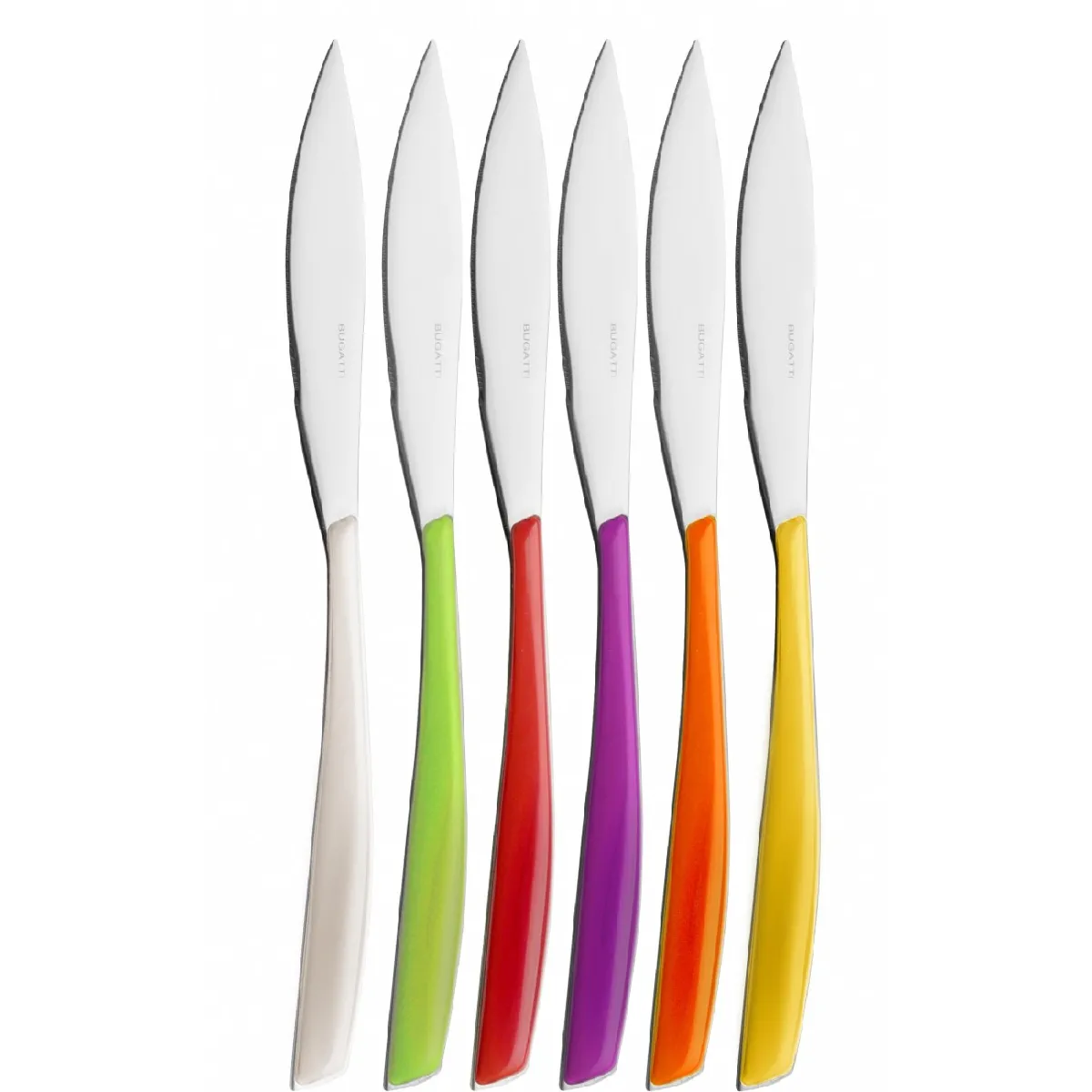 Couverts multicolores Casa Bugatti Glamour, Couteaux à steak, Set 6pcs., Boîte de fenêtre